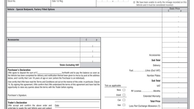 2 in 1 Vehicle Order Form